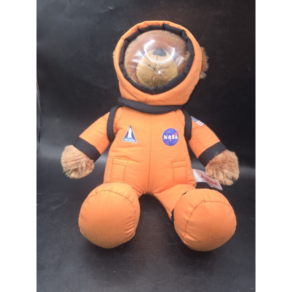 Stuffed Nasa Bear Astronaut with Helmet - Dark  Orange 11"  Kennedy Space Center